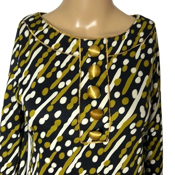 Japan dress,women size 36. Black, lined, long sleeve ,boat neck ,gold details EC - Picture 3 of 17